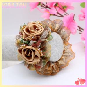 [KUNLIAN] Flower Hair Band Elegant Womens Rubber Band Simple Large Scrunchies Hair Accessories For Women
