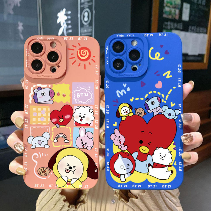 for Realme C67 C53 C51 Note 50 C21 C33 C30 C35 C11 2021 C12 C15 C21Y C25Y  C25S Realme5 5i 6i 9i Pro Narzo 50i Prime Cute Cartoon BTS Square Edge