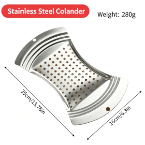 LUMIYA Perforated Surface Dough Drop Maker Pot-Mounted Stainless Steel Noodle Strainer Board Grooved Edge Soup Noodle Maker Homemade Noodles