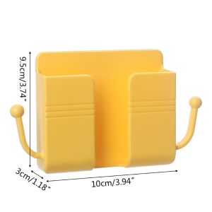 Kệ Dán Tường Hộp đựng điều khiển từ xa Giá đỡ cắm sạc điện thoại di động có 2 móc nhỏ bên hông nhựa ABS cao cấp
