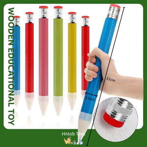 Hntob 35cm Wooden Big Giant Pencil Personality Stationery School Props Toys Gifts Training Writing