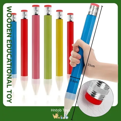 Hntob 35cm Wooden Big Giant Pencil Personality Stationery School Props Toys Gifts Training Writing
