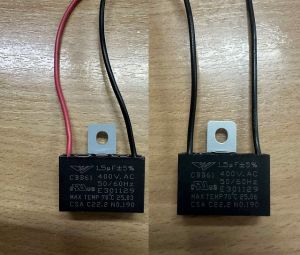 คาปาซิเตอร์พัดลม 1.5uF 400-500V เหลี่ยม มีสาย (ใช้กับพัดลม 12" 14" 16" นิ้ว) อะไหล่พัดลม