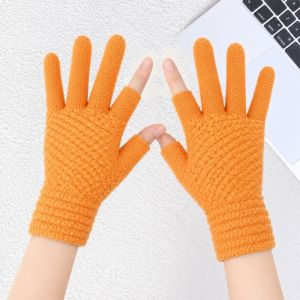 FXUP Chống gió Găng tay dệt mùa đông Đàn hồi Ấm áp Găng tay đi xe đạp Hai Ngón Tay Găng tay cảm ứng Phụ nữ