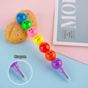 🔥chageey👍 Bingtanghulu Seven-section Pencil Smiley Face Graffiti Crayon Magic Creative Pencil Cute Design Stationery School Supplies