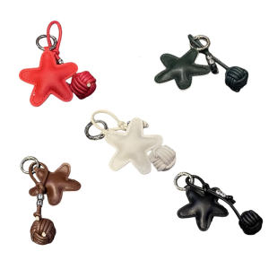 Thủ công hình ngôi sao Keychain Phụ kiện treo lòng thòng phong cách giả da thiết kế Keyring cho túi xách và các phím