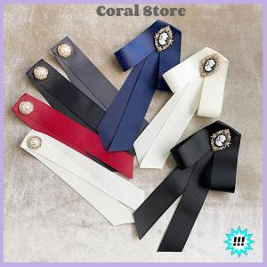 【Coral】💖【HOT SALE】🎈🎈 Women New Ribbon Bow Tie Beauty Head Bow Brooch Blouse Collar Pin Brooch Bowknot Shirt Bow Tie Corsage Pin Accessories