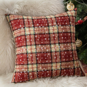 Christmas Scottish Tartan Plaid Throw Pillow Covers Farmhouse Classic Decorative Square Cushion Cases for Home Sofa Couch Decor