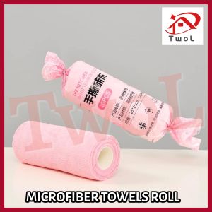 TWOL Reusable Cleaning Wipe Household Kitchen Cloth Microfiber Towel Rolls Dish Rags Wash Paper Towel Replacement