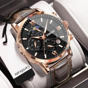 Jam Tangan Pria Chrono Asli Kulit Tahan Air Premium Original New Model Fngeen Chronograph Jarum Multifungsi Stainless Steel Titanium Aksesoris Arloji Men Watches Analog Luminous Aktif Kalender Date Kaca Tebal Tahan Gores Fashion Import Sporty Trendy -JF21