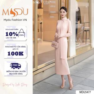 Váy Thiết Kế MDU5477 Chất Lụa Cao Cấp Với Phần Hoa Đính Liền Trên Vai Kết Hợp Dây Vai Lạ Mắt Từ MDU