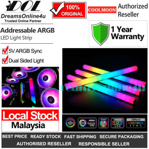 Coolmoon AR30 Dual Side Magnetic Gaming PC Casing Addressable ARGB LED Light Strip Bar 5V ARGB 3Pin Header Asus Aura MSI Mystic Light