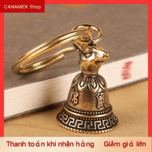 CS Đồng thau Trung Quốc 12 động vật hoàng đạo đầu chuông Keychain Mặt Dây trang sức cổ điển Đồng Phong Thủy Xe móc chìa khóa treo Keyring Quà Tặng