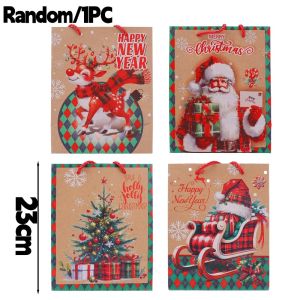 5 cái Giấy gói quà loại dày cho giáng sinh Quà tặng Túi xách cầm tay Đảng kẹo bao bì bánh quy Túi huấn luyện dễ thương Santa Claus trang trí hình người tuyết Nguồn cung cấp