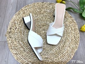 Dép cao gót 3 cm bản chéo da rắn cao cấp thời trang TT Shoes hauro01