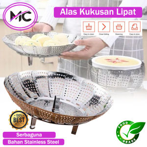 Alas Wadah Kukus Steamer Lipat Tatakan Kukusan Flexible Stainless Keranjang Buah Portable Basket Pencuci SayurSerbaguna