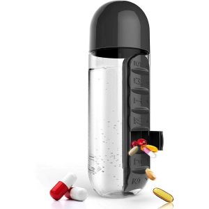 2 in 1 Pill and Vitamin Medicine Organizer Water Bottle Tumbler Portable Pill Water Box Pill Box