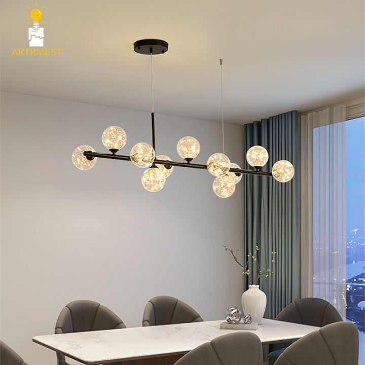 Modern Long Dining Room Chandeliers Glass Ball Lampshade Light Over The  Table Kitchen Office Pendant Lamp Home Decor Luminaires