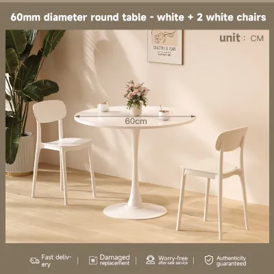 Goldstar White Round Dining Table With 2 chairs for 2 Person 24 Inch Small Tulip Table with Pedestal for Living Room Mid Century Modern Kitchen Tables for Office Bistro Pub Bar Wood Circle Cafe Tables Set