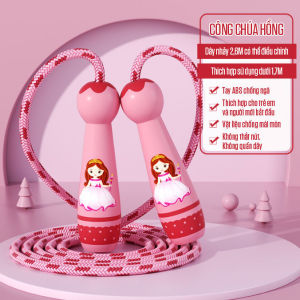 Dây Nhảy Thể Dục Cho Bé Cán Làm Bằng Gỗ Chống Trượt Sợi Dây Có Thể Điều Chỉnh Độ Dài Không Gây Nút Thắt