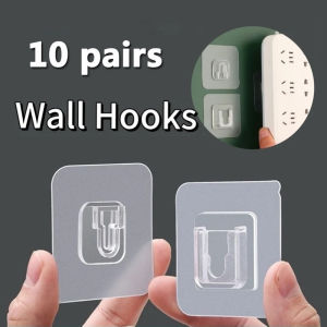 10set Double-Sided Self Adhesive Wall Hanger Transparent Suction Cup Sucker Hook Adhes Traceless Storage Hook