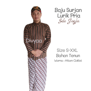 Baju Surjan Jawa Lurik Solo Jogja Baju Surjan Lurik Pria Baju Adat Jawa Pakaian Tradisional Jawa