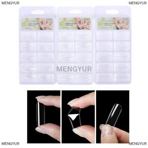 [COD] MENGYUR 1 Box Transparent Coffin Fake Nails Clear Ballet Coffin Almond False Nails Tips