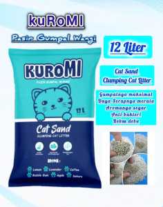 Kemasan 12 Liter KUROMI Cat Sand Pasir Kucing Gumpal Wangi Aroma Tahan Lama Minim Debu