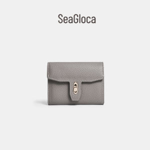 SeaGloca Classic Turn Lock Design with Contrast Stitching Compact T-Shaped Wallet for women No 2611