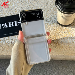 Card Holder Transparent Case for Samsung Galaxy Z Flip 6 5 4 3 Flip5 Clear Hinge Acrylic Shockproof Cover for Samsung Z Flip6
