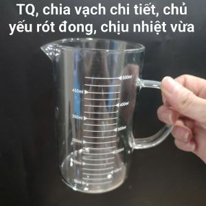 (Có quai) Cốc thủy tinh có quai cầm chịu nhiệt chia vạch 250ml 350ml 400ml 500ml 600ml 1000ml thí nghiệm