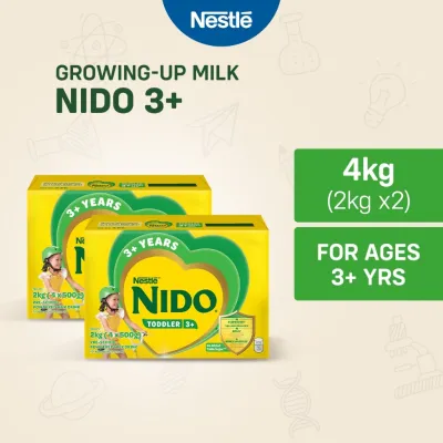 NIDO 3+ Growing-Up Milk Powder for Toddler Children 3+ Years Old 4kg (2kg x2)