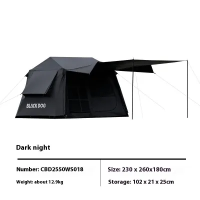 Naturehike Blackdog CLOUD HOME 6.0/13 Automatic Tent - Black Coated Sunscreen Built-in Sun Shelter for Outdoor Use