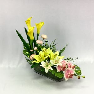 แจกันดอกไม้ประดิษฐ์ สไตล์โมเดิร์น Artificial mixed flower arrangement modern style