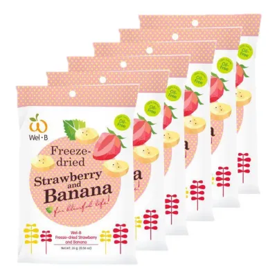 WelB Freeze Dried Fruits in pack of 6 - Banana Strawberry
