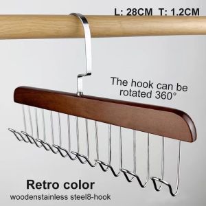 8 Hooks/12 Hooks Hanger Solid Wood Hanger Anti Slip Holder Underwear Organizer Storage Multi Hook Coat Rack 360 Degree Rotation Top Multifunctional Hanger