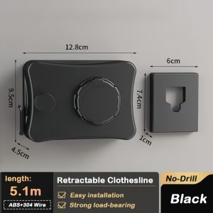 Sincecu Invisible Retractable Clothesline - Wall-Mounted 5.1M Drying Rack for Indoor Small Spaces