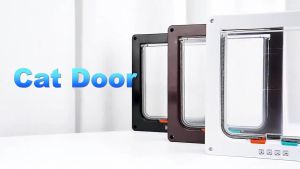 Smart Pet Door Dog Cat Flap Door 4 Way Locking Security Lock Controllable Switch Direction Doors