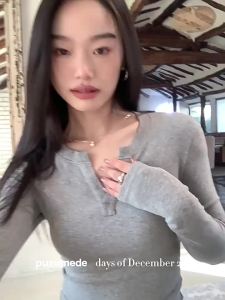 Women Soft V Neck Ribbed Knit Top Slim Fit Long Sleeve Stretch Shirt Minimalist Basic Layering Top2026