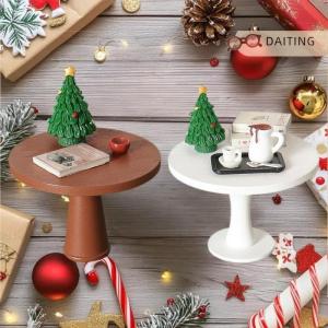 DAITING 1 12 Dollhouse Mini Round Tea Table Model Dollhouse Dining Room Furniture Decoration Dolls House Micro Scene Decor Ornaments