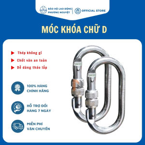 Móc khóa chữ D móc khóa đa năng chất liệu thép không gỉ sử dụng cho làm việc trên cao neo lúi công trình xây dựng ( 1 cái)
