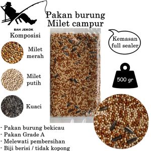 Milet campur untuk pakan burung Lovebird Parkit Kenari Perkutut Finch kualitas vita gacor (500gr)
