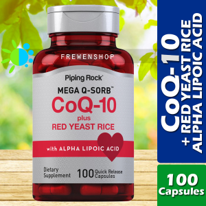 CoQ-10 + Red Yeast Rice & Alpha Lipoic Acid - 100 Capsules Mega Q-Sorb Coenzyme CoQ10 Supplement