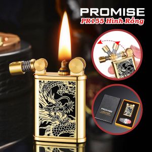 HỘP QUẸT BẬT LỬA XĂNG ĐÁ THIẾT KẾ CÁCH ĐÁNH LỬA MỚI LẠ ĐỘC ĐÁO HỌA TIẾT RỒNG TẶNG KÈM TIM ĐÁ