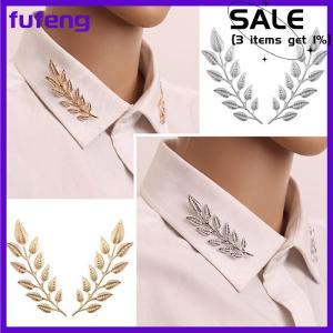 fufeng 1Pair Trendy Suit Shirt Collar Pin Leaf Alloy Brooches Sweater Collar Button For Men Women Daily Fashion Clothing Accessories