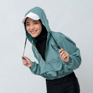 Jaket Crop Hoodie Graffiti - Warna Merah Anggur/Hitam/Abu Tua/Putih Pucat Bahan Kapas untuk Olahraga Zumba Wanita