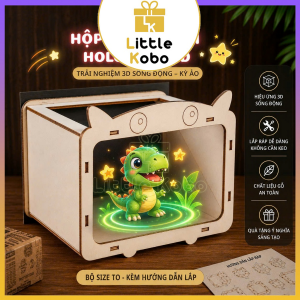 Hộp Chiếu Hình 3D Halogram Bằng Gỗ STEM Hologram DIY STEAM Wood Đồ Chơi Trẻ Em Giáo Dục Sáng Tạo