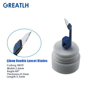 GREATLH Sapphire Elbow Double Lancet Blade Ophthalmic Sapphire Keratome Blade Titanium Handle Ophthalmic  Instrument