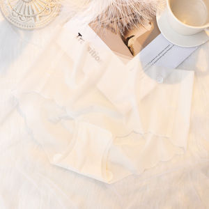 M&S Japanese Summer Breathable Ultra-thin Solid Color Mulberry Silk Crotch Ice Silk Quick Drying Mid Waist Womens Underwear