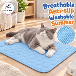 Pet Cooling Mat Breathable Washable Summer Sleep Pad Skin Friendly Soft Fabric For Dog Cat All Size Pets